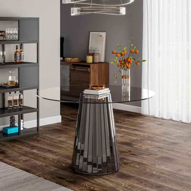 Clear Glass Top Dining Table - Grey