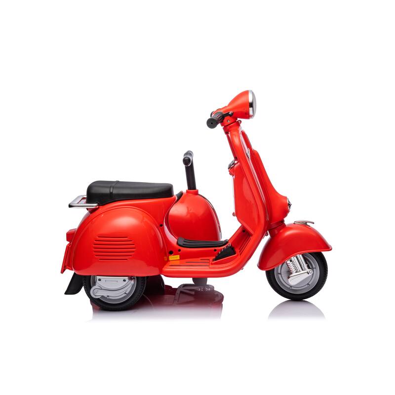 Vespa 6V Ride-On Motorcycle with Sidecar, Stylish Kids Electric Scooter Toy for Siblings, Safe and Fun for Boys and Girls
