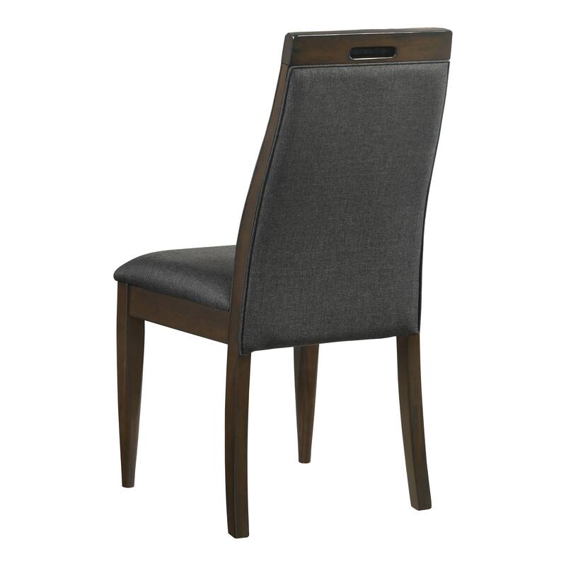 19 Inch Side Chairs, Set of 2, Gray Fabric, Tall Sloped Back, Parson Style