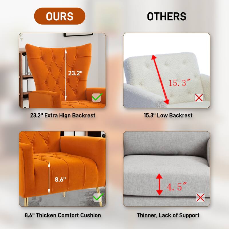 Ouyessir Upholstered Tufted Accent Chair with Ottoman