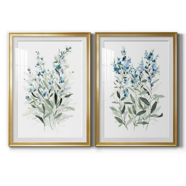 slide 2 of 51, Delicate Blue Botanical I Premium Framed Print - Ready to Hang 18.5X24.5 - Gold