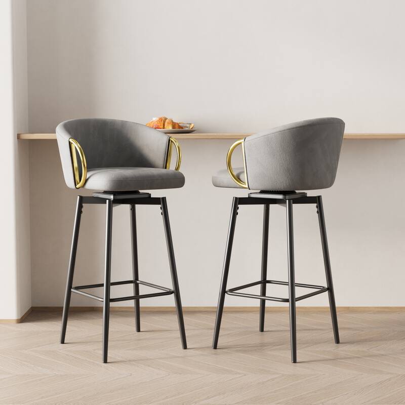 30 Inch Dining Chairs Set Of 2 Modern Style 360°Swivel Bar Chairs With Simple Design