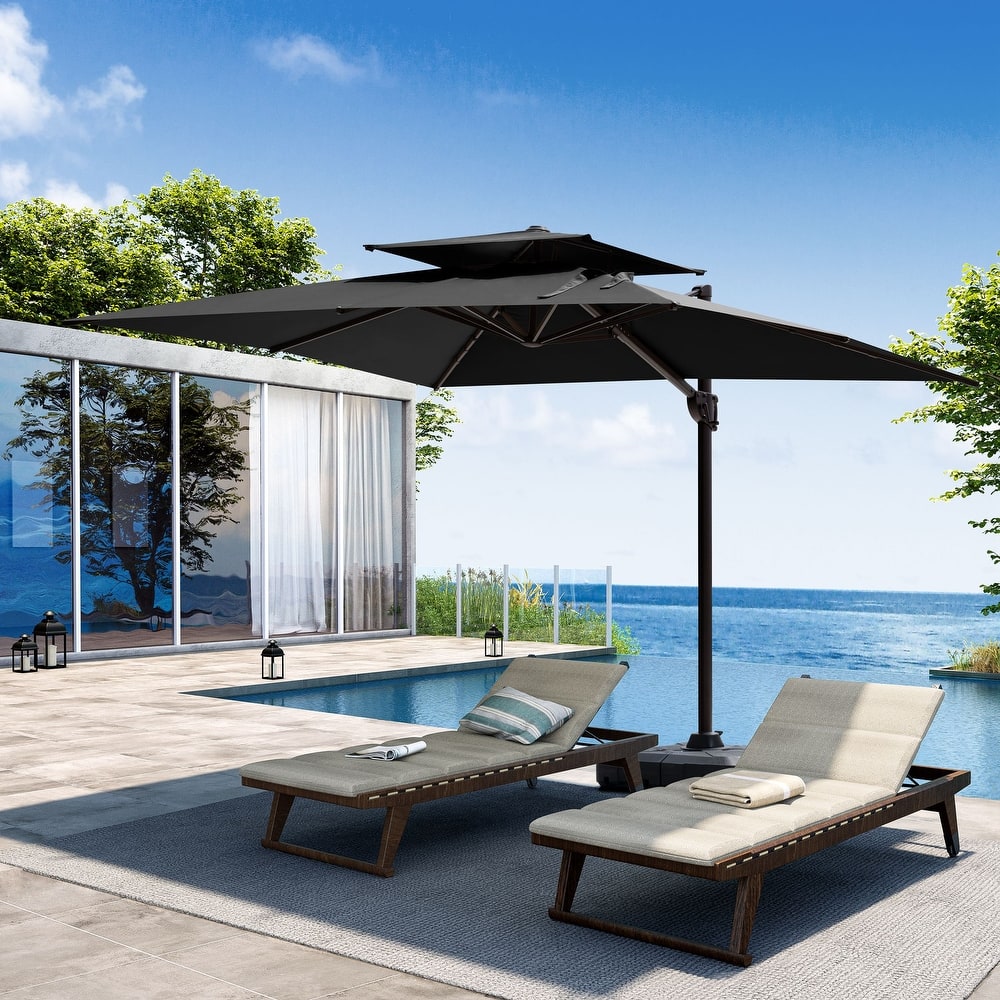 Outdoor 9x11FT Patio Umbrella Cantilever Offset with Dual Top