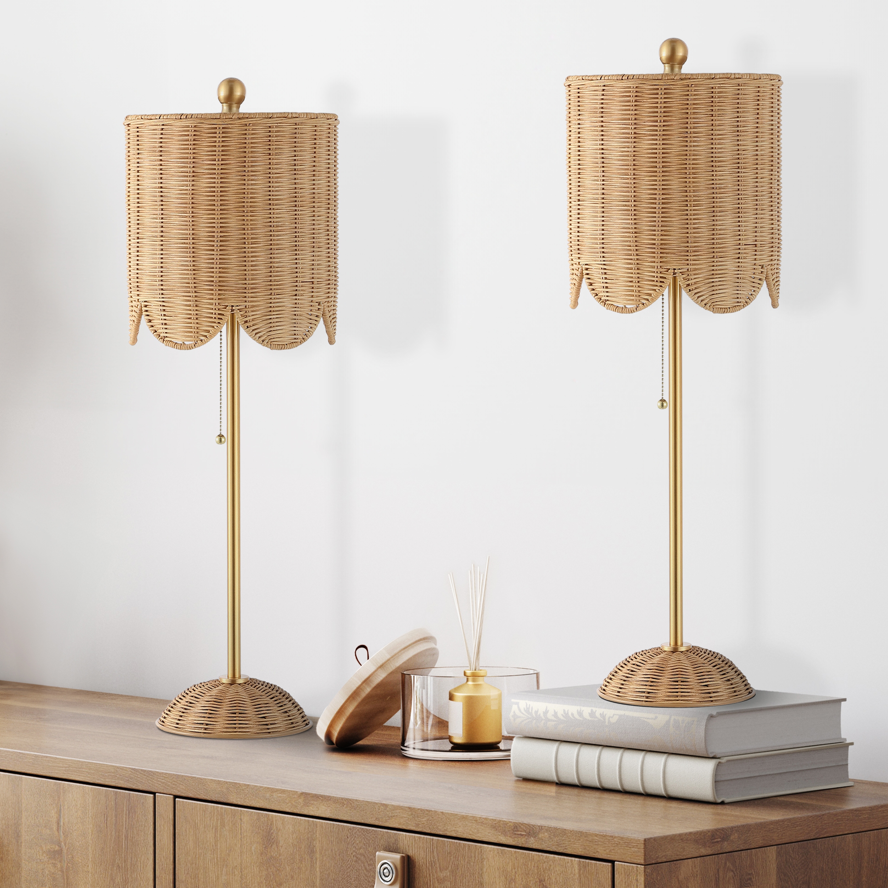 Rattan base lamp top