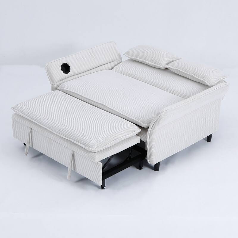65.74-Inch Letter Striped Fabric Multi-Functional Sofa Bed,Suitable For Bedrooms And Living Rooms