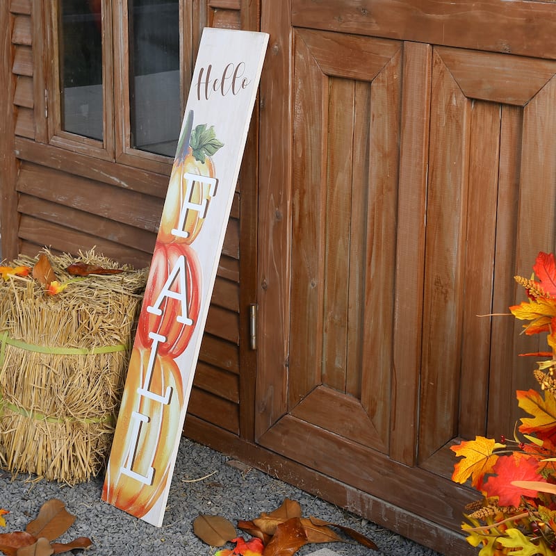 Glitzhome 42"H Fall Thanksgiving Wooden Pumpkin Porch Sign