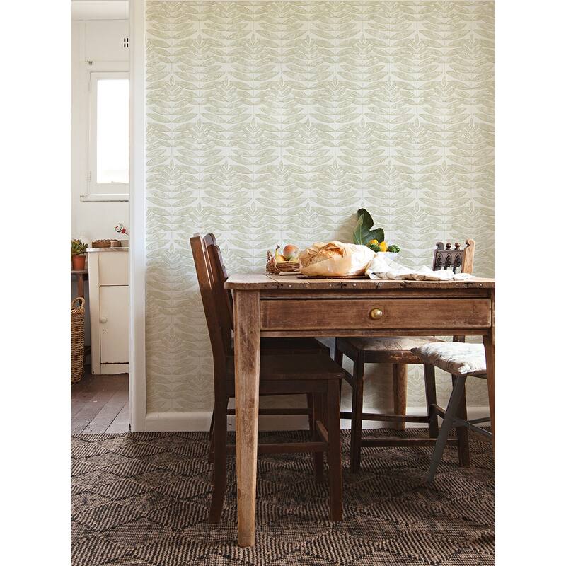 A-Street Prints Akira Taupe Leaf Wallpaper