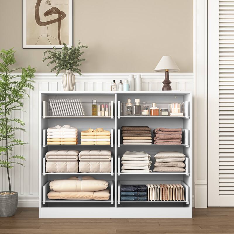 Modern 8 Drawers Dresser Chests for Bedroom, 47.2" Wide Wood Chest of Drawers with Gold Metal Handle, Drawer Organizer