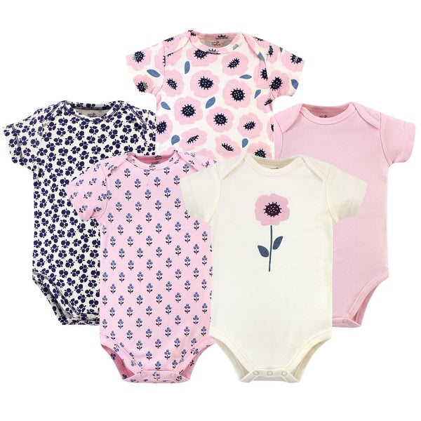 slide 1 of 1, Touched by Nature Baby Girl Organic Cotton Bodysuits 5pk, Blossoms 0-3 Months - Blossoms