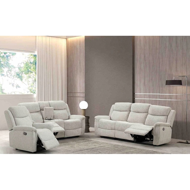 Contemporary Sofa Loveseat Chair Gray Fabric Upholstered Recliner Sofa Set