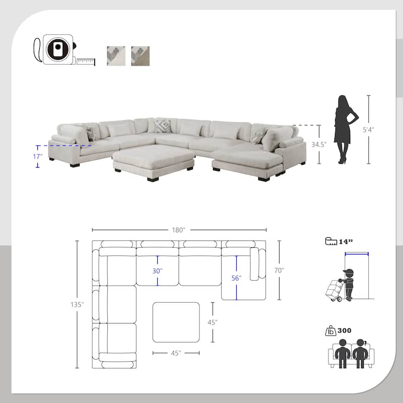 Abbeville Microfiber 7-Piece Modular Sectional with Chaise and Ottoman