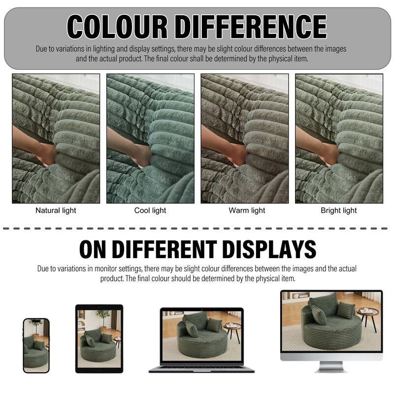Rossetta 50"L Modern Backrest Pillow Design Fluffy Corduroy Sponge Single Sofa, No Assembly Required