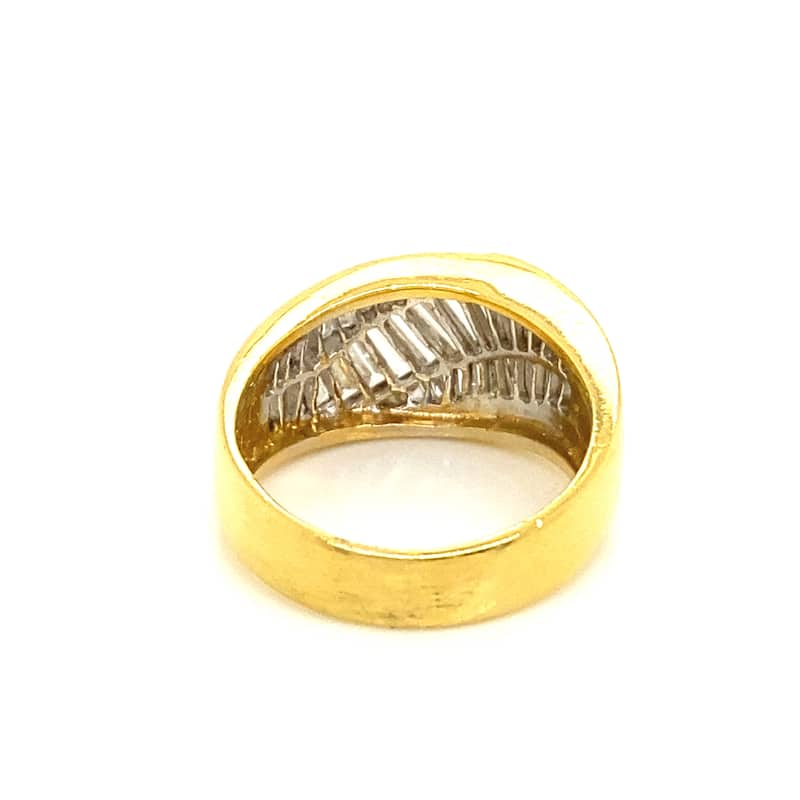 Kabella Taper Baguette Three Row Wave of Diamonds Band Ring