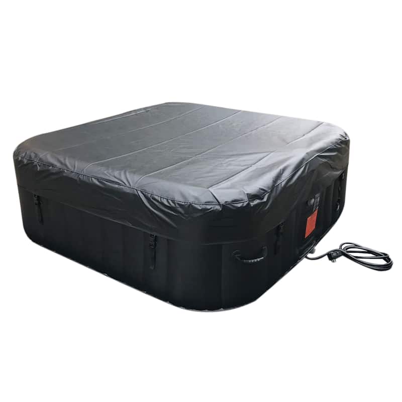 ALEKO Square Inflatable Jetted 6 Person Hot Tub Spa With Cover - Black