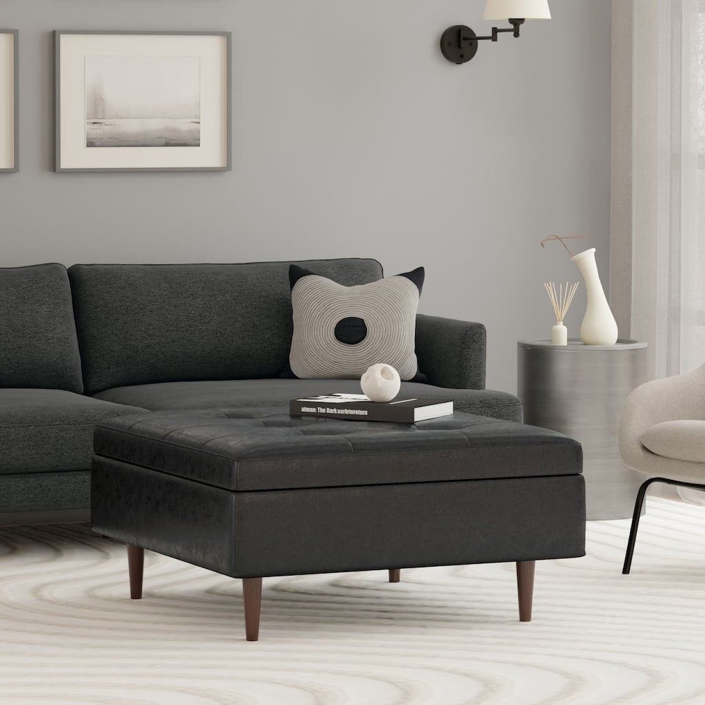 Shay Mid Century Large Square Coffee Table Storage Ottoman