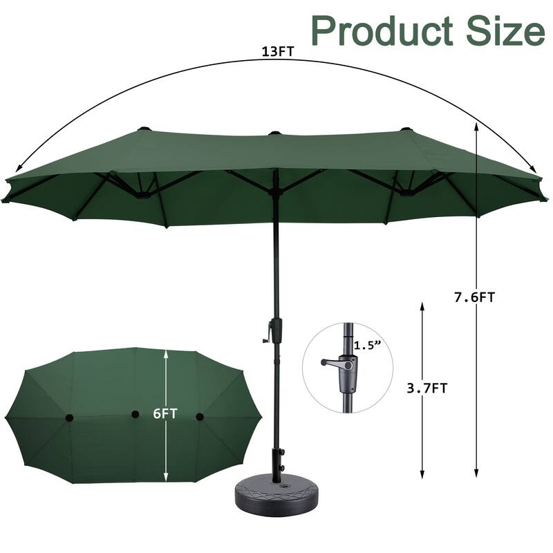 Autlaycil 13 ft Patio Umbrella with Crank Outdoor Umbrella with Base