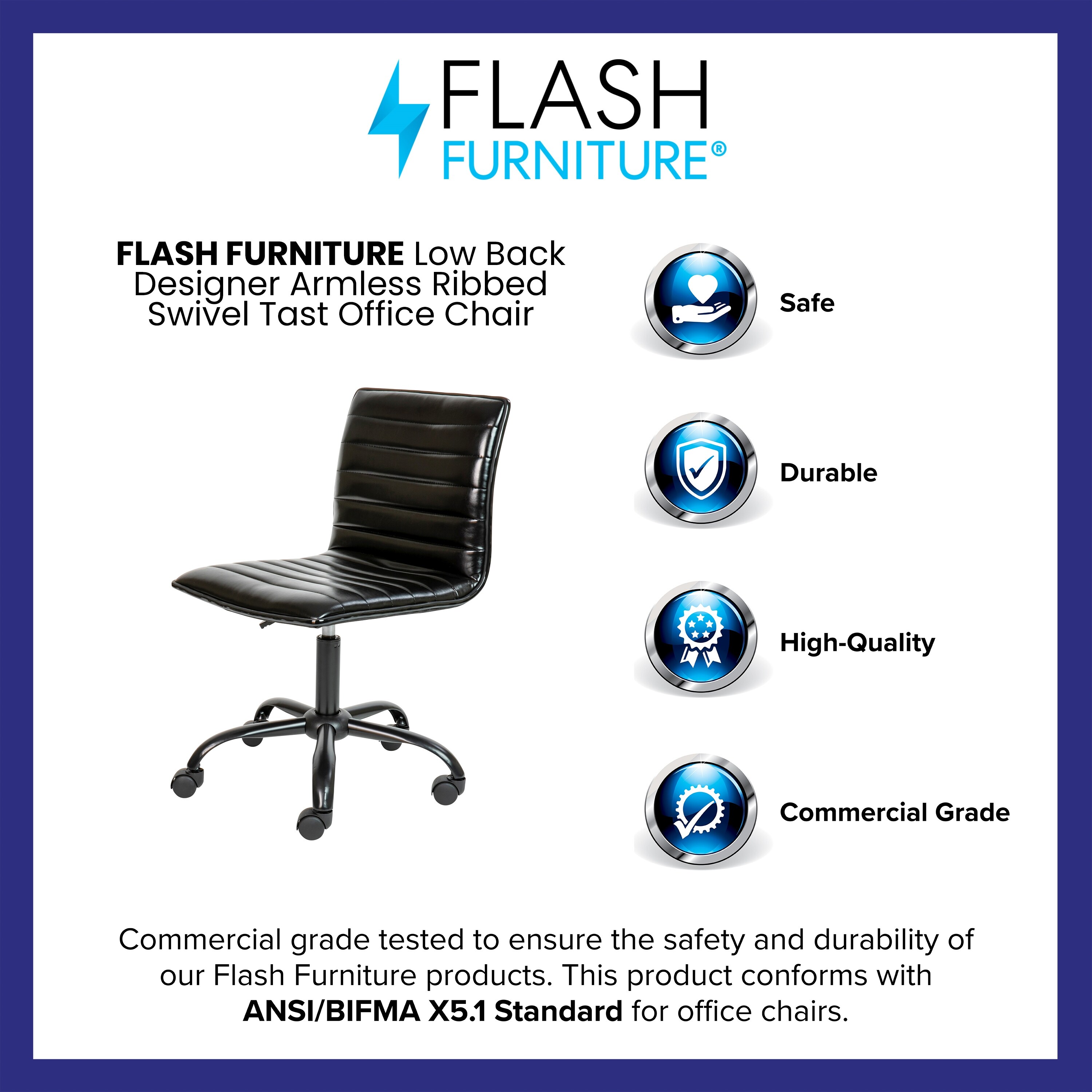 Flash furniture low back designer armless white ribbed hotsell swivel task office chair