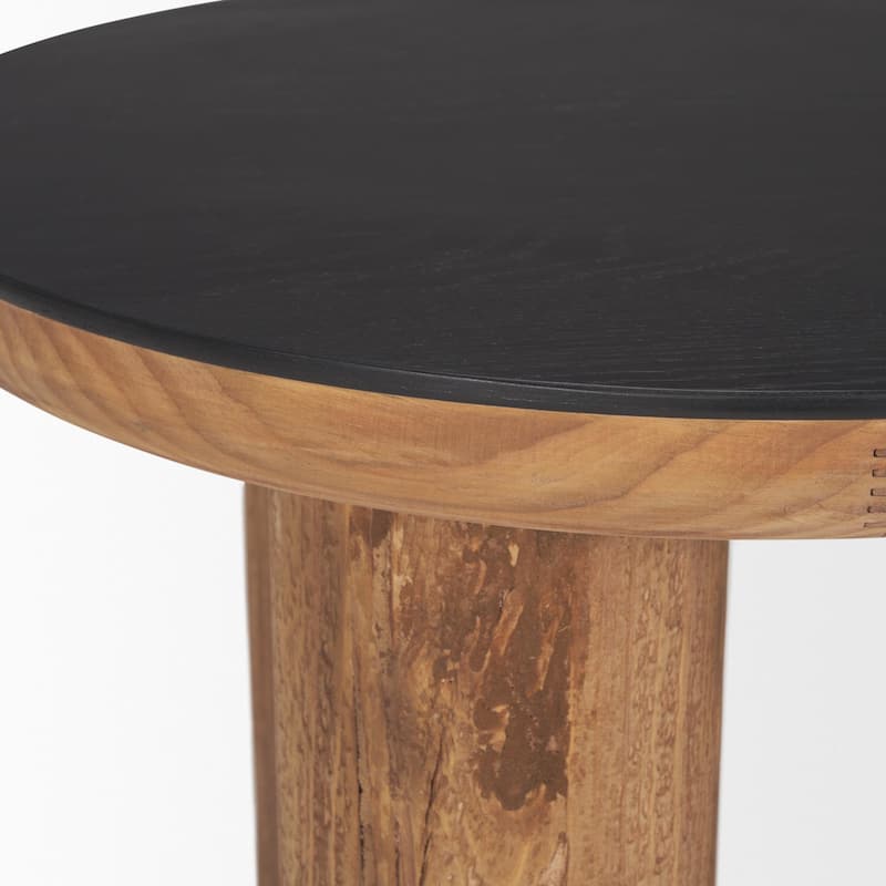 Takota Natural Wood w/ Round Black Oak Top Side Table - 23.5L x 23.5W x 18.0H