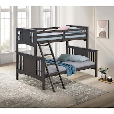 Modern Transitional Style Twin Over Full Bunk Bed With Ladder And White Finish