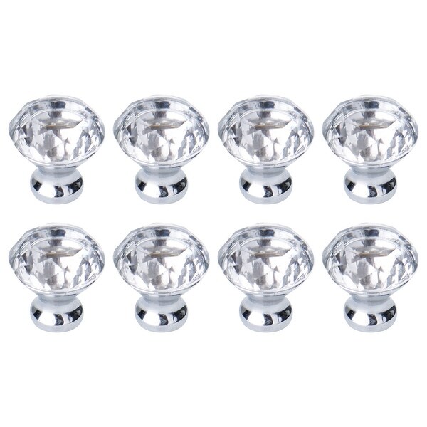 8pcs, 30mm Dia Crystal Knobs Round Knob Drawer Pull Handle Cabinet Cupboard Wardrobe Dresser Decoration Clear - 8pcs