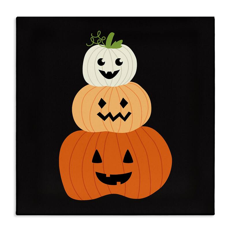 Stupell Happy Jack-o-Lanterns on Black Canvas Wall Art Design By Sazerelli Designs - 30 x 30
