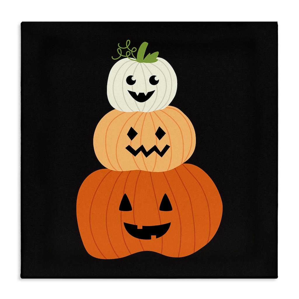 Stupell Happy Jack-o-Lanterns on Black Canvas Wall Art Design By Sazerelli Designs