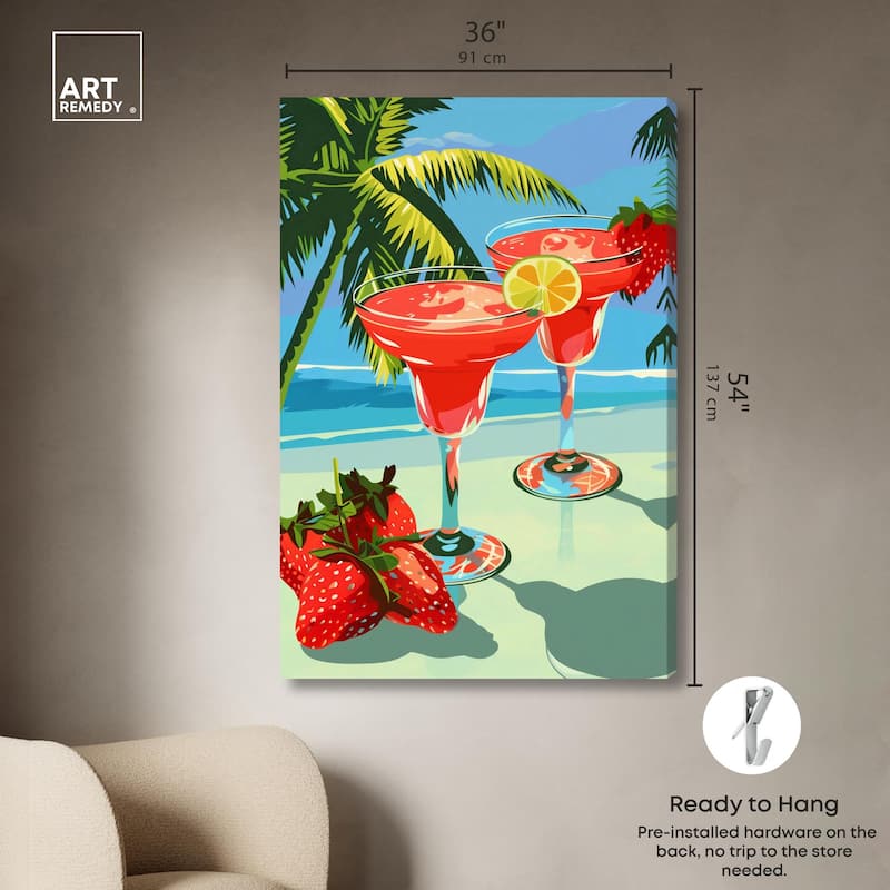 Strawberry Daiquri Breeze Canvas by Art Remedy, Gallery Wrapped