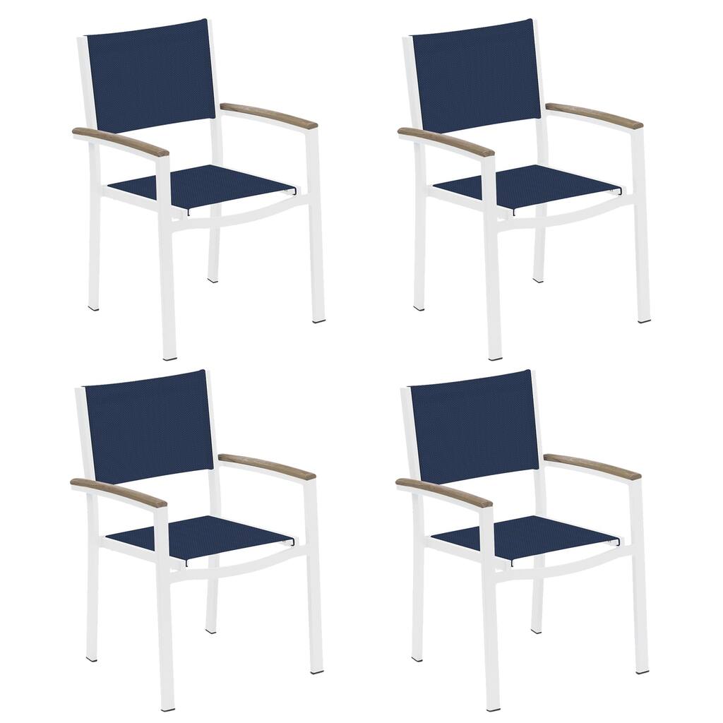 Oxford Garden Travira Ink Pen Sling Armchair with Chalk Powder-Coated Aluminum Frame