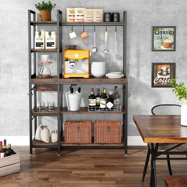 43 inch Kitchen Bakers Rack with Microwave Stand 5-Tier Kitchen
