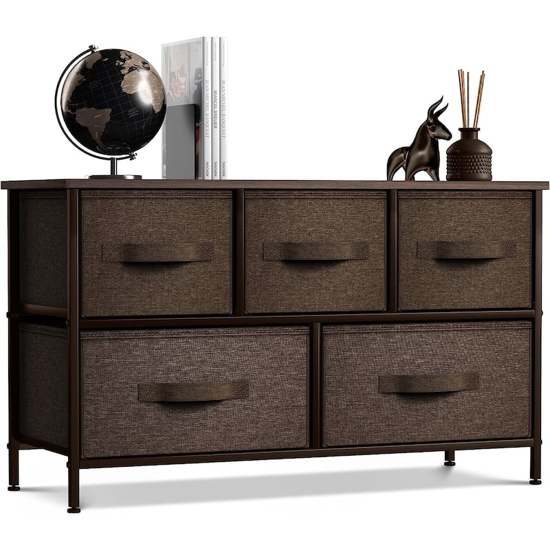 Dresser w/ 5 Drawers Furniture Storage Chest for Home, Bedroom