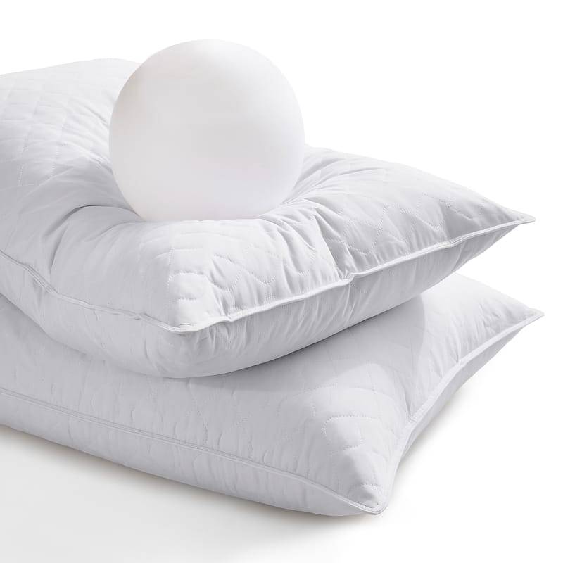 Medium-Firm Premium Soft Down Fiber Bed Pillows Set of 2 - White