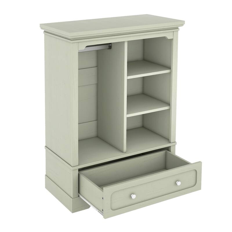 Open Children's Wardrobe with A Hanging Rod and Open Shelves