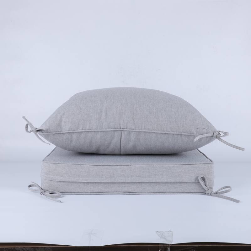 2 Pieces Waterproof Polyester Patio Seat and Back Cushions 24x24 Deep Comfort for Outdoor Seating