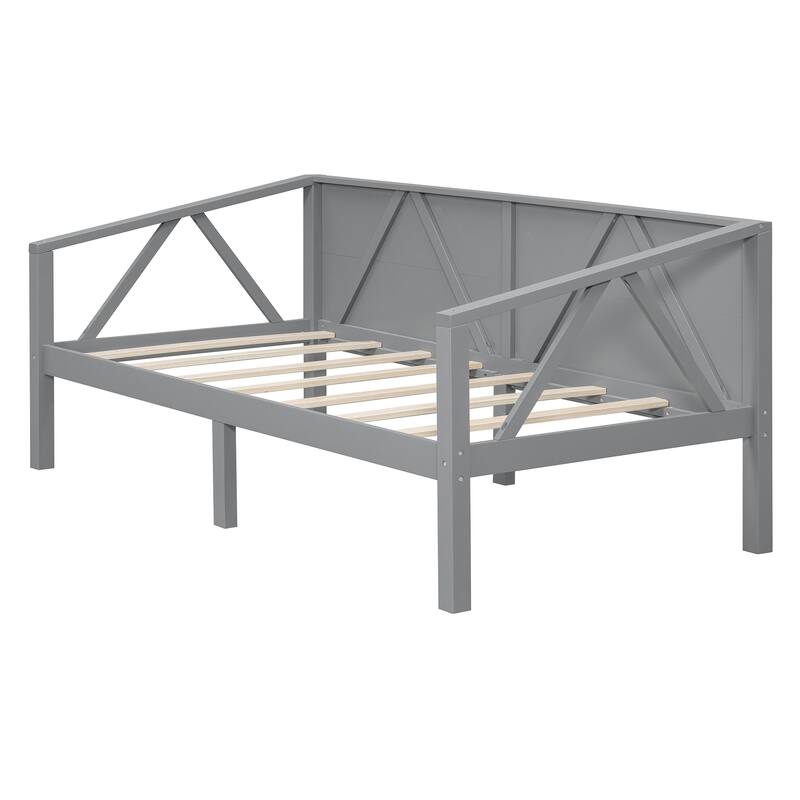 Elegant Daybed Twin Size Sleeper Sofa Bed with Backrest, Triangle Support Frame and Underbed Storage for Living Room Guest Room