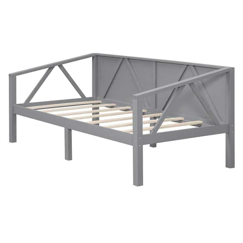 Twin Size Solid Wood Daybed with 3-Sided Backrest and Underbed Storage