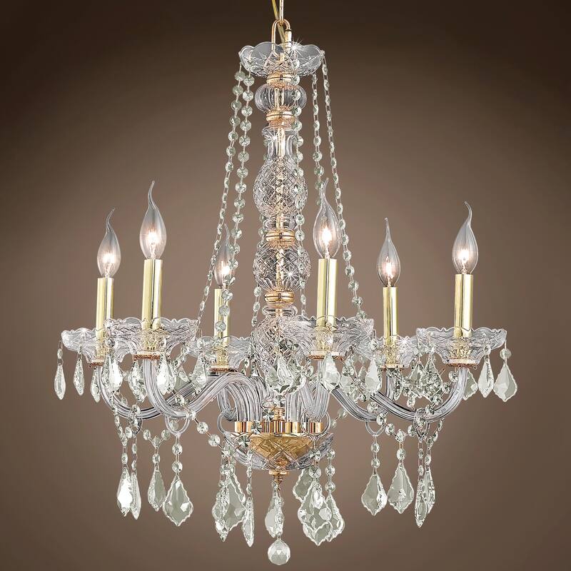 Elizabeth 6 Light 24" Gold Chandelier With Golden Teak Crystals - 28.00