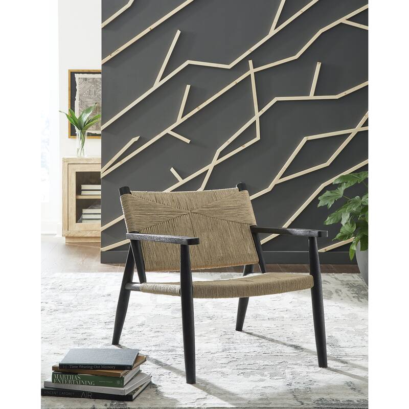 Signature Design by Ashley Halfmore Black/Natural Accent Chair - 27.13" W x 32.25" D x 30.38" H