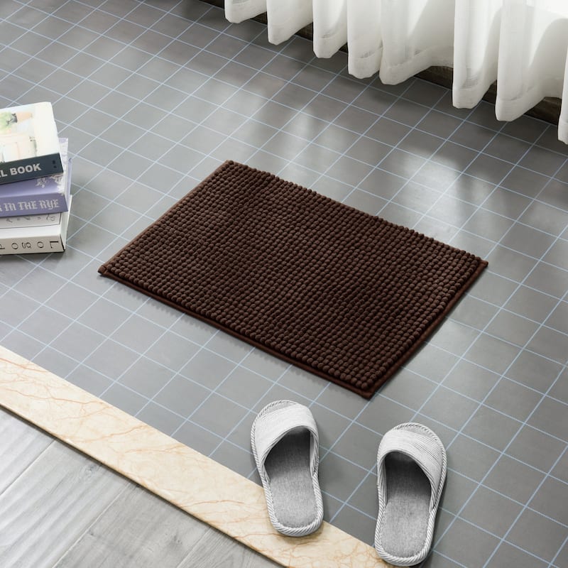 Subrtex Luxury Chenille Bath Rugs Soft Bathroom Mats