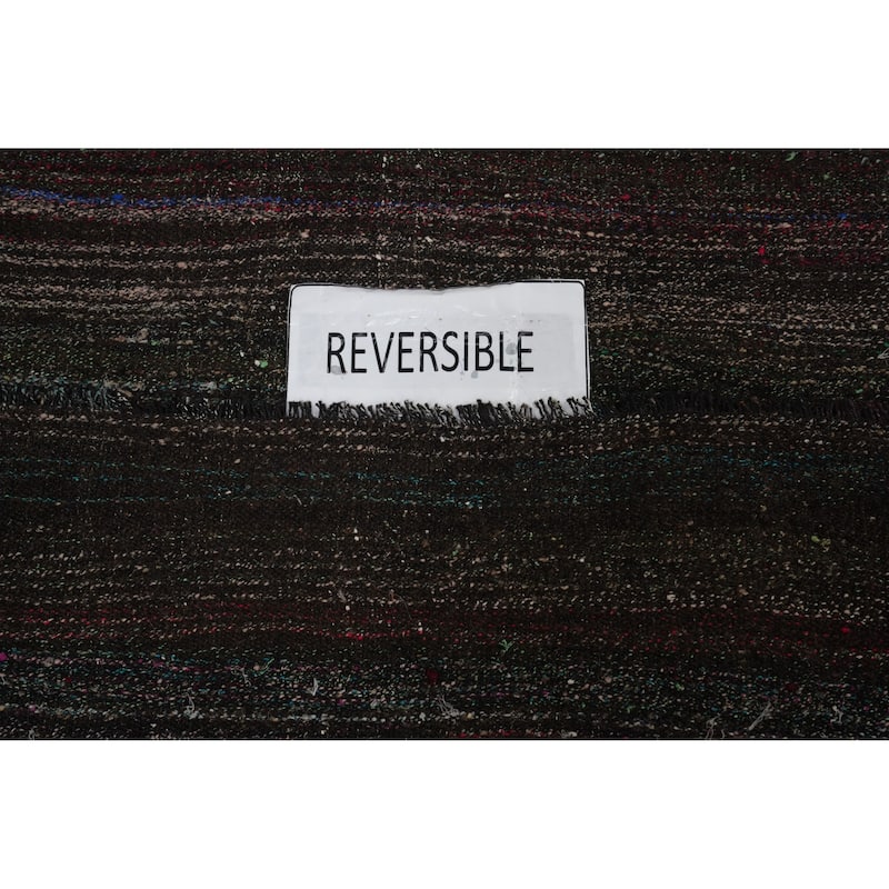 Hand Woven Oriental 100% Wool Carpet Modern Tribal Multi-Colored Kilim Runner Rug - 11' 2'' X 2' 8''