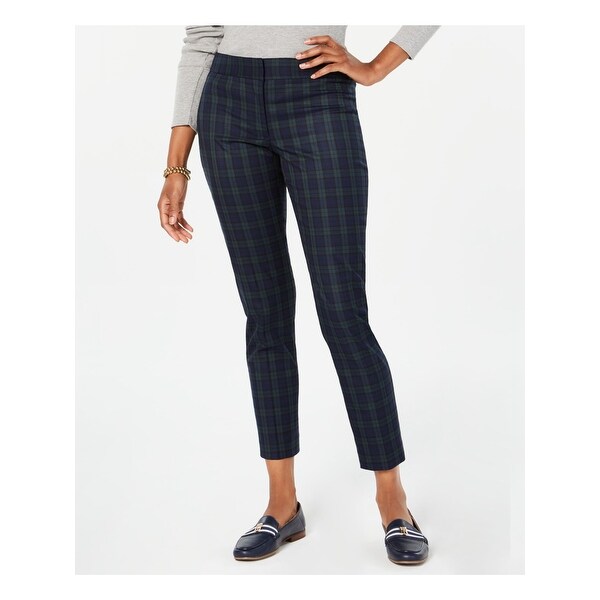 navy plaid pants womens