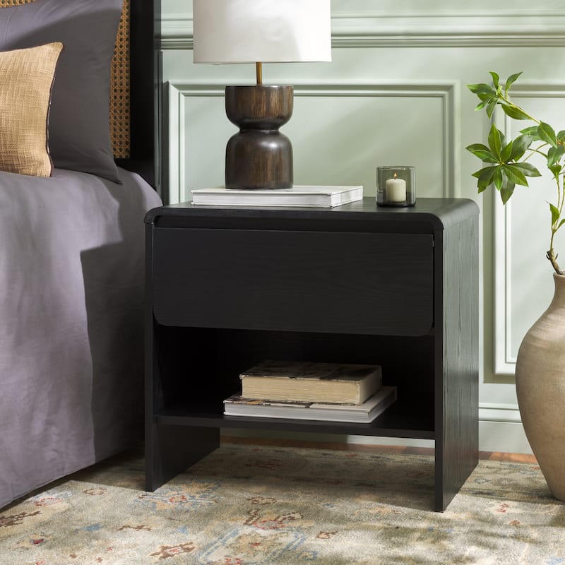 SAFAVIEH Arsenio 1-Drawer 1-Shelf Nightstand Table - Black