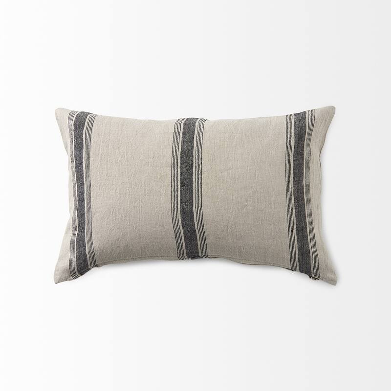 Beige and Black Striped Pillow Cover