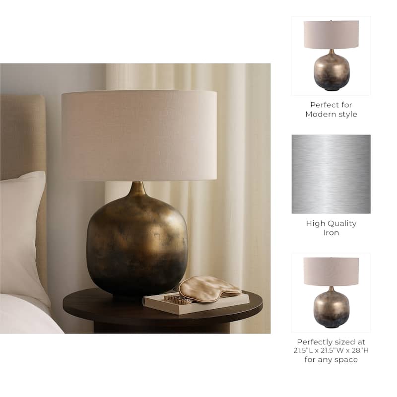 Modern Metal Base Table Lamp with Linen Shade - 28" Multi