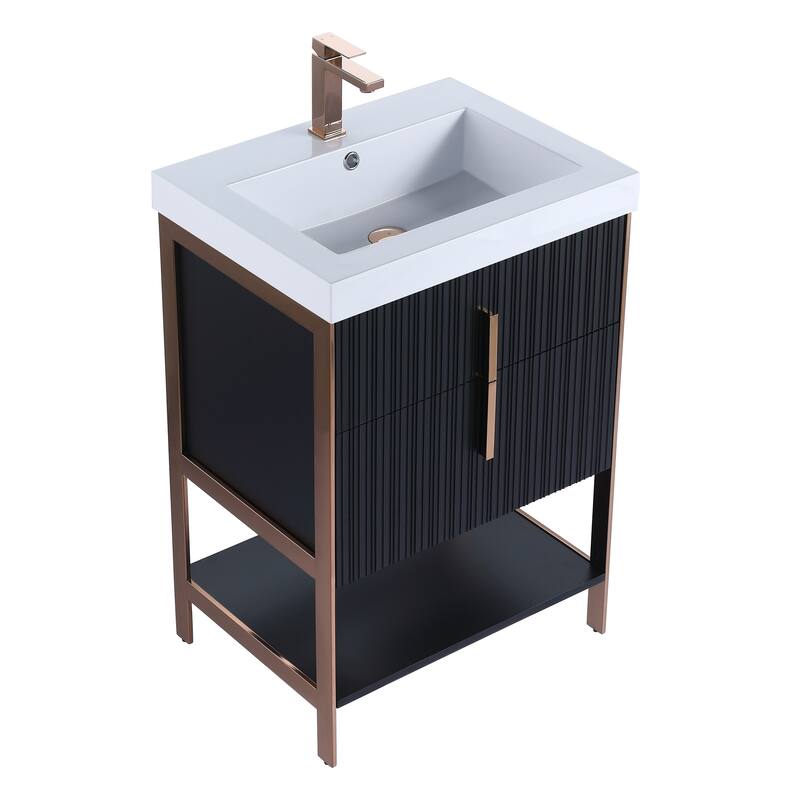 Fine Fixtures Serenity Modern Bathroom Vanity with White Gel Acrylic Top