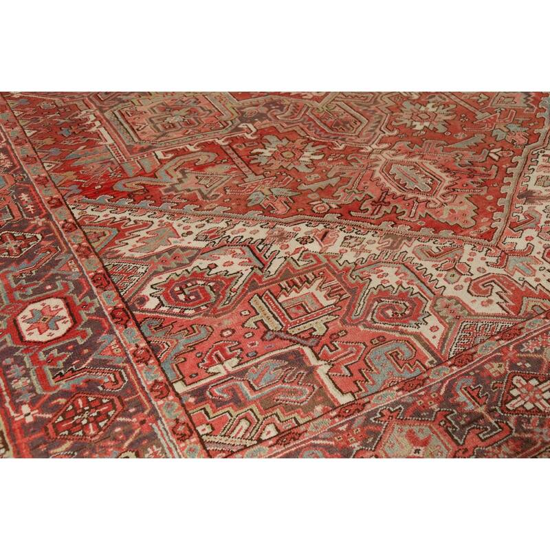 Medallion Heriz Persian Vintage Rug Handmade Traditional Wool Carpet - 9'4"x 13'2"