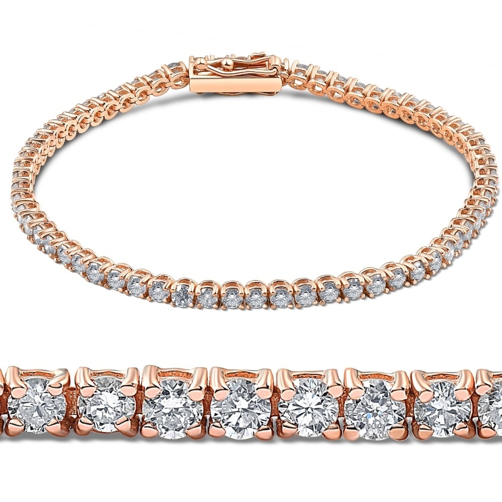 Bliss Diamond 4ct Diamond Tennis Bracelet Rose Gold 7"