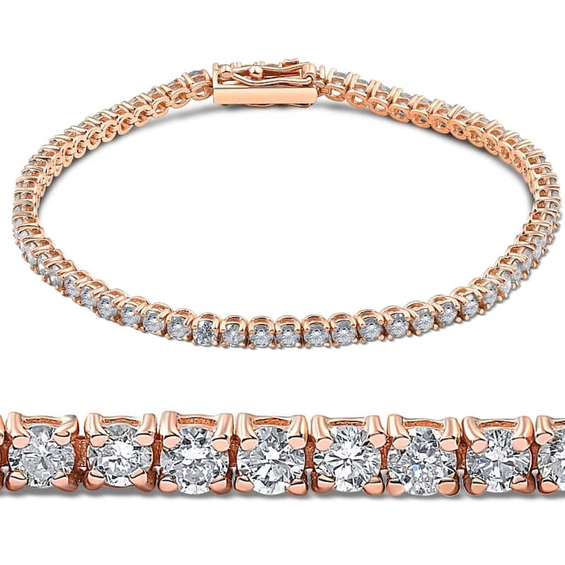 Bliss Diamond 4ct Diamond Tennis Bracelet Rose Gold 7" - Rose - 7 Inch