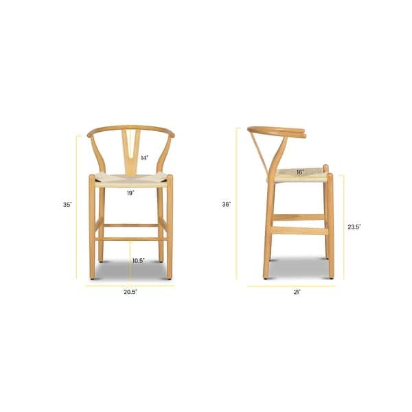 dimension image slide 0 of 4, Poly & Bark Weave 23.5" Seat Height Counter Stool - Solid Wood with Woven Seat