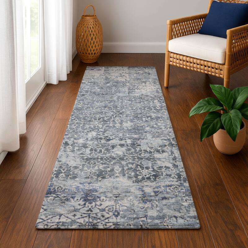 Premium Washable Super Soft Traditional Vintage Mayfield Rug - Denim - 2'3" x 7'6"