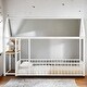 preview thumbnail 2 of 16, White Metal Twin Size Floor Bed with Desk w/USB Ports, Kids Bed with Storage Shelf
